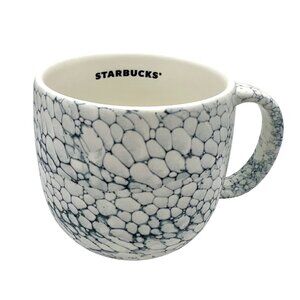 Starbucks Mug Blue and White Bubble Marble Ceramic 14 Fl Oz